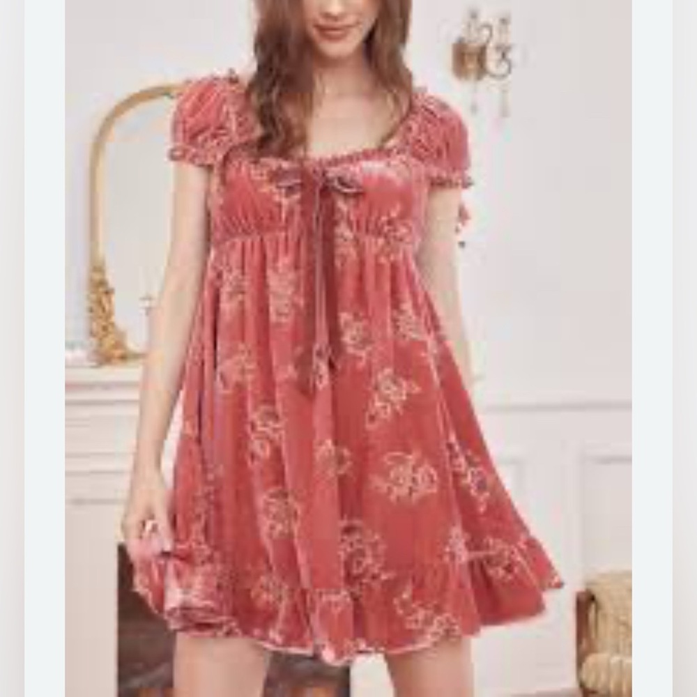 Lait Collection Faye Babydoll Velvet Minidress S